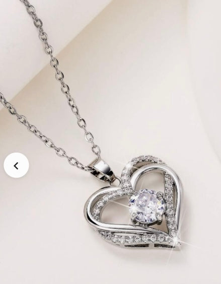 CZ Heart Pendant - Silver