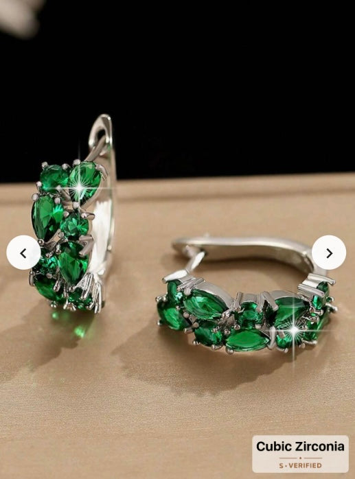 CZ Earrings - Green