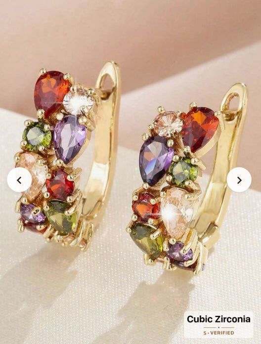 Gold CZ Earrings - Multi