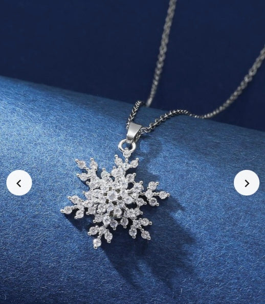 Christmas Snowflake CZ Necklace