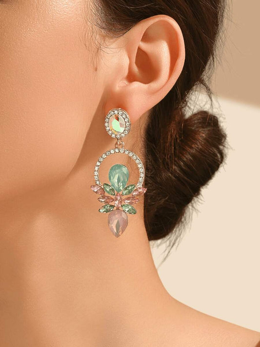 Gemstone Dangle Earrings - Gold