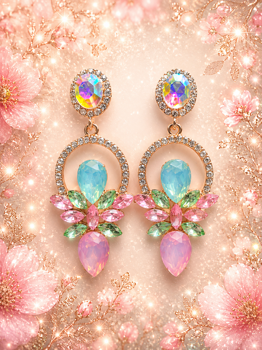 Gemstone Dangle Earrings - Gold