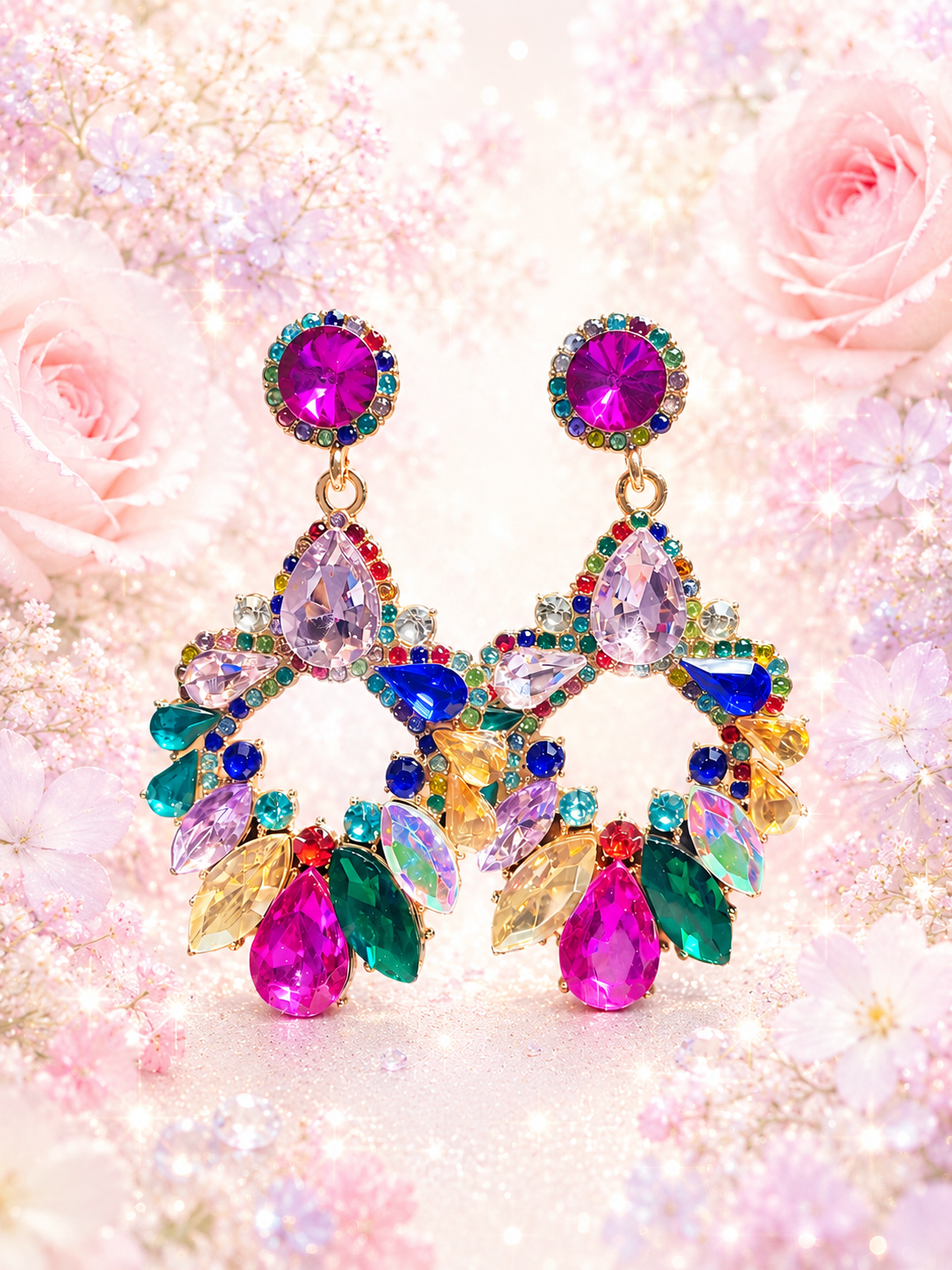 Colored Glass Earrings - Multi