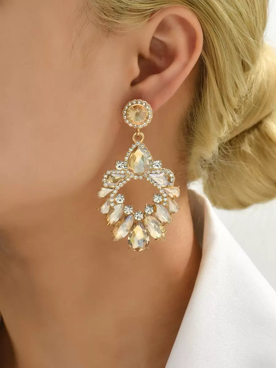 Geometric Glass Earrings - Champagne