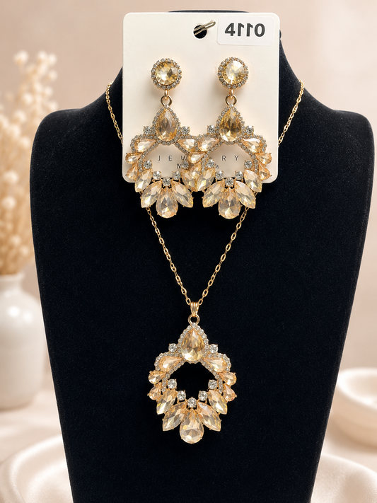 Custom Necklace - Geometric Glass - Champagne