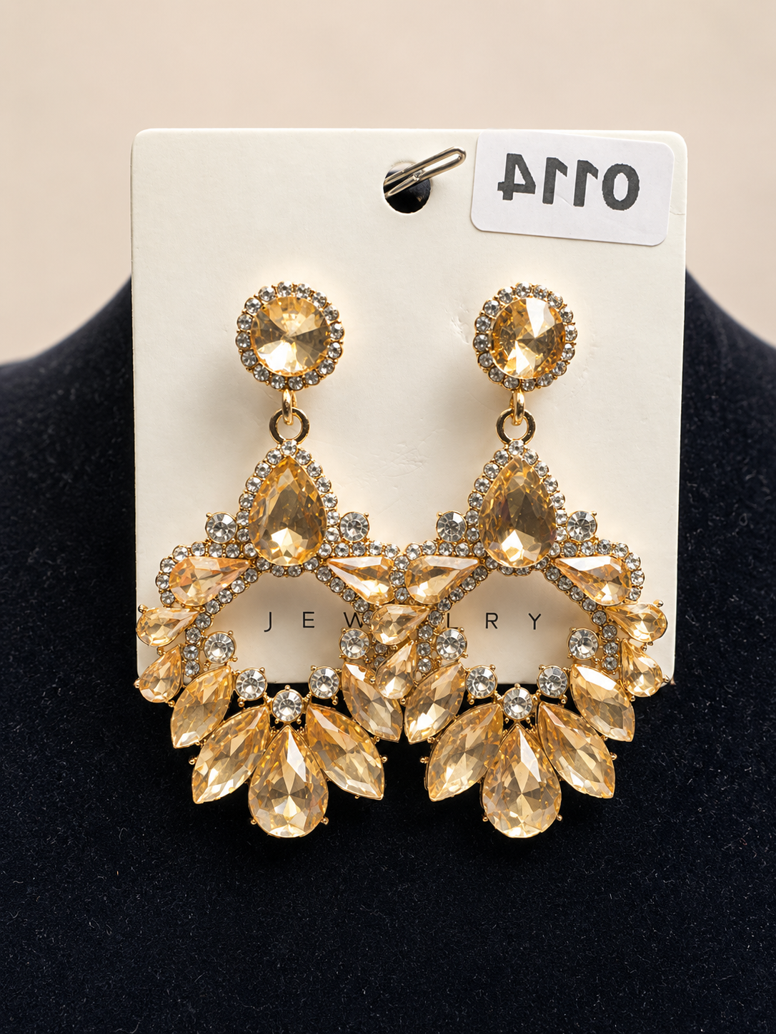 Geometric Glass Earrings - Champagne
