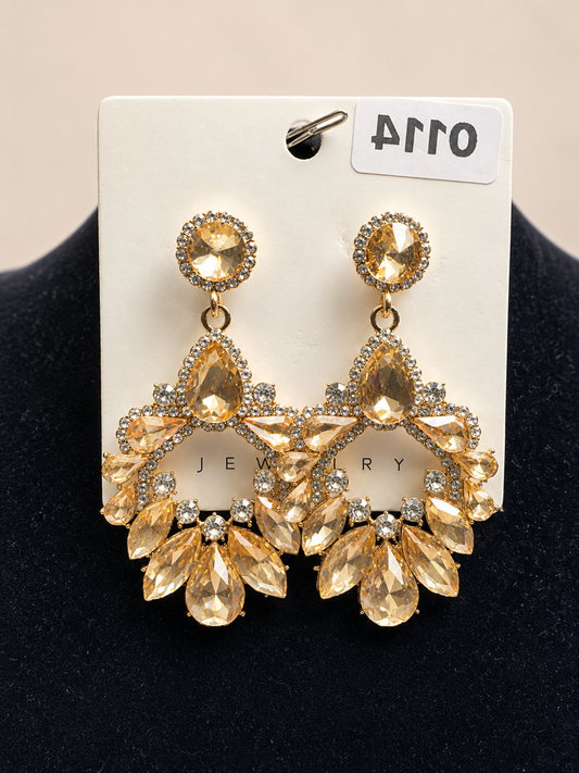 Geometric Glass Earrings - Champagne