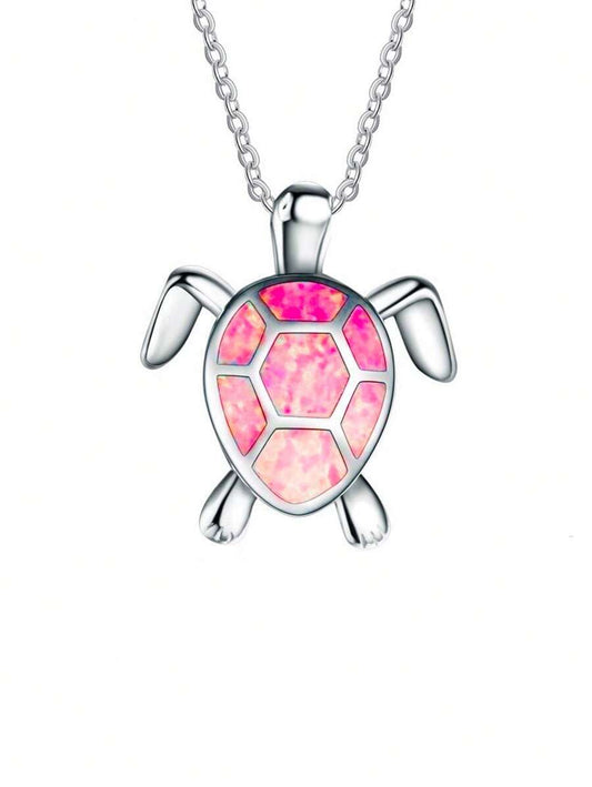 Pink Turtle Necklace