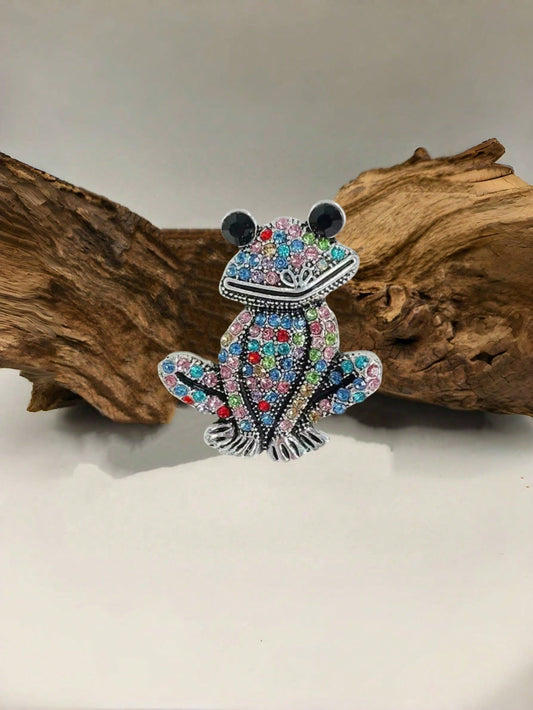 Crystal Frog Brooch