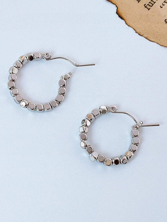Round Bead Hoop Earring