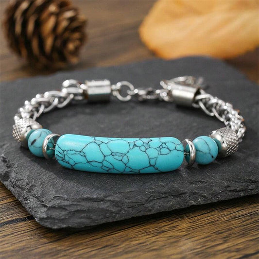 Stainless Steel Turquoise Bar Bracelet