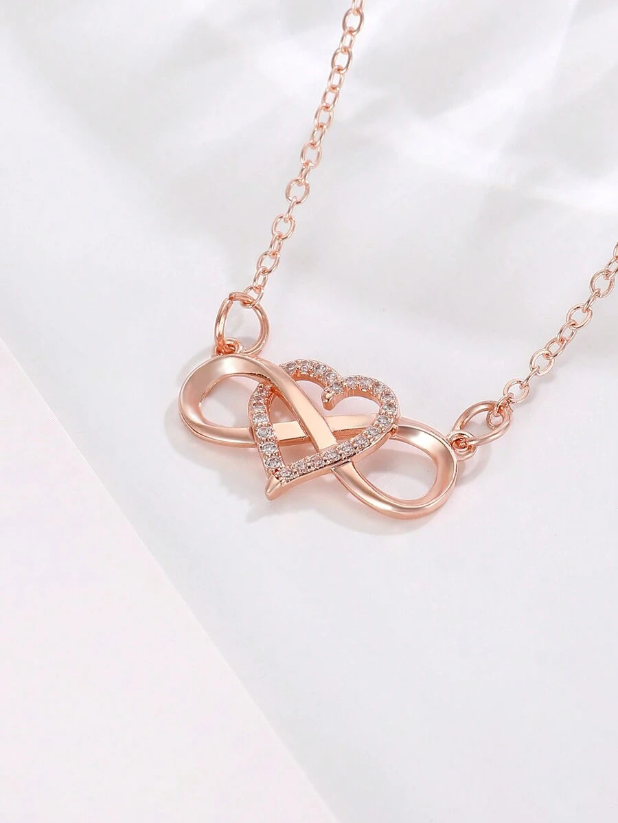 Rhinestone Heart Charm Necklace