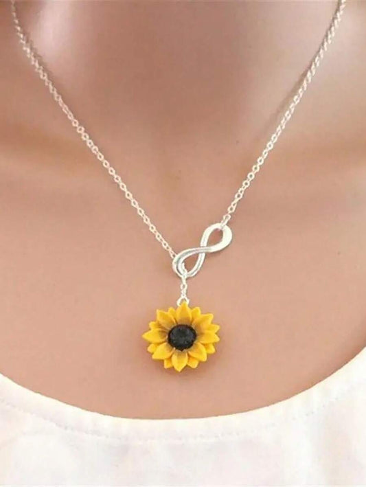 Infinity Heart Sunflower Necklace