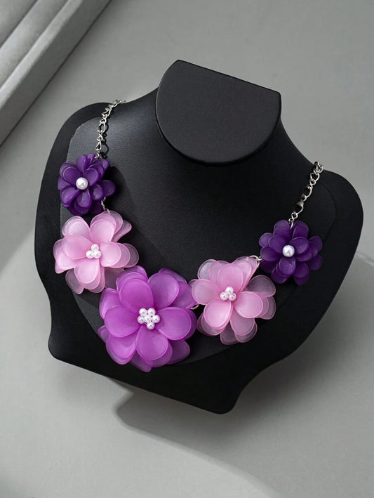 Floral Necklace - Purple