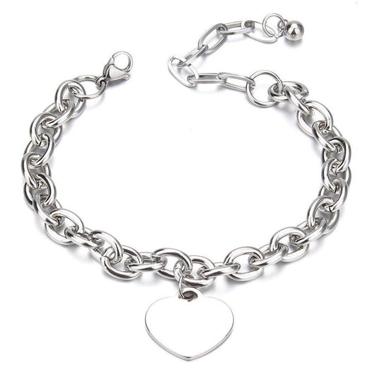 Heart Stainless Steel Chain Bracelet