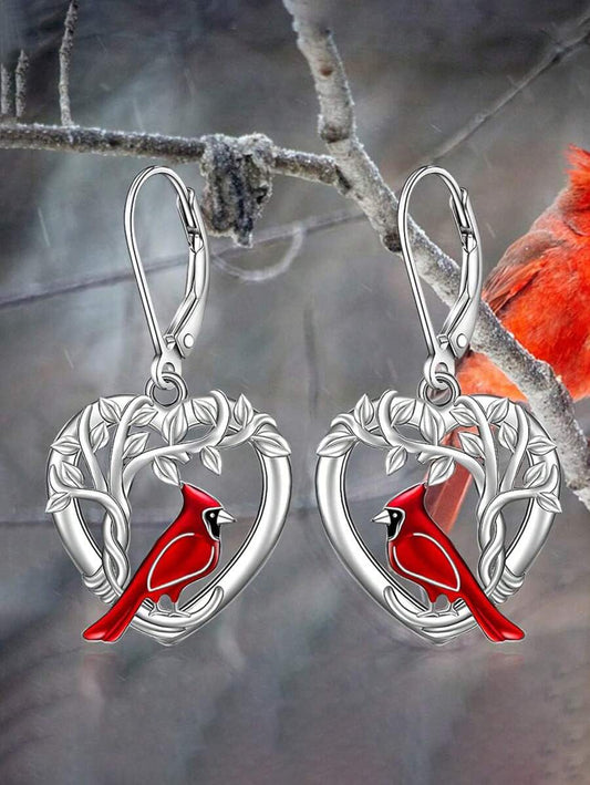 Cardinal Heart Earrings