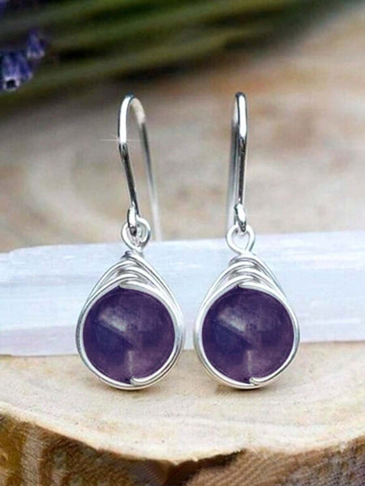 Moonstone Earrings - Purple