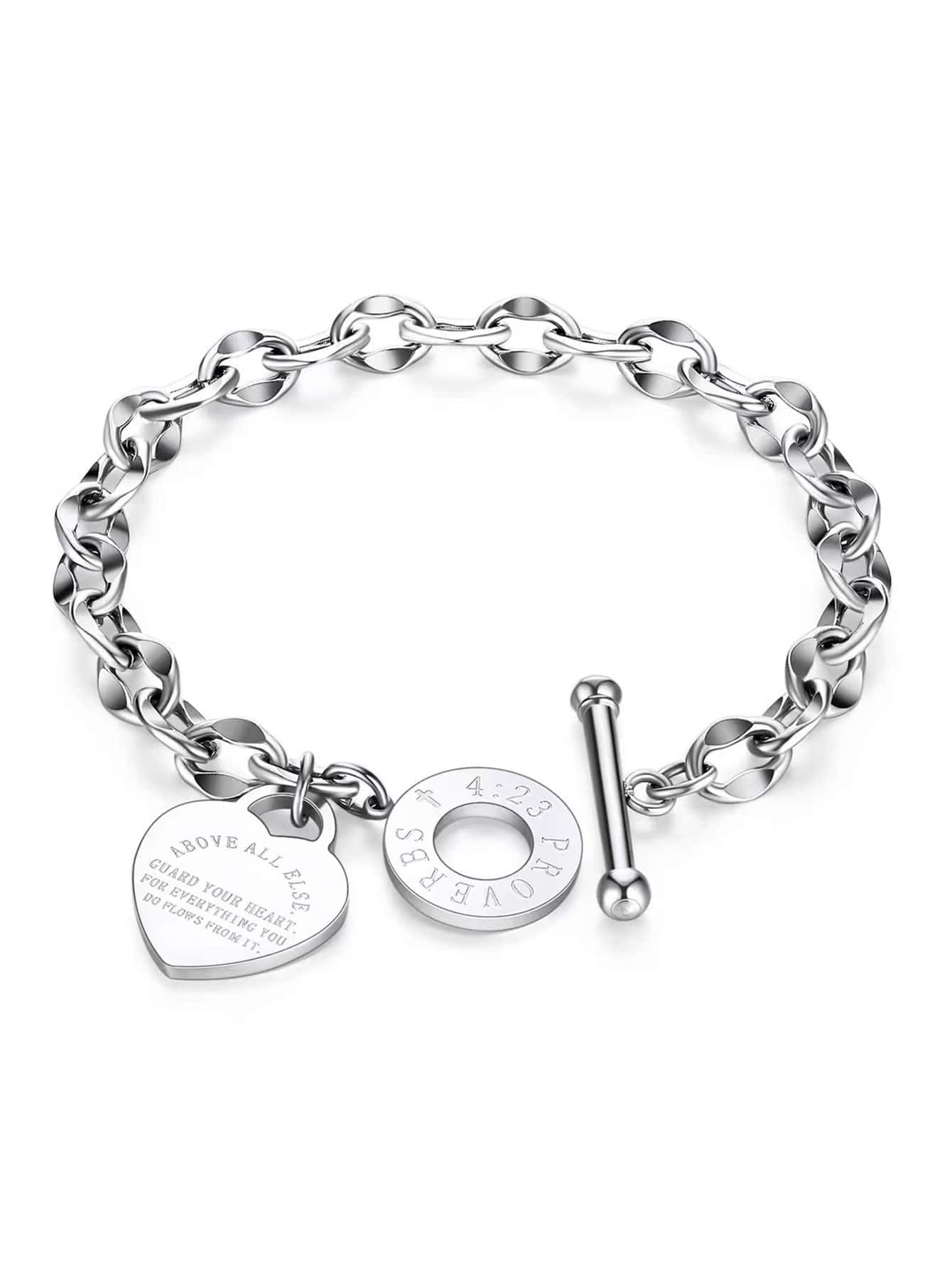 Proverbs 4:23 Heart Toggle Bracelet