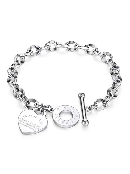 Proverbs 4:23 Heart Toggle Bracelet