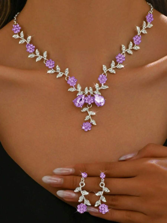 Sunflower Crystal Jewelry Set - Purple
