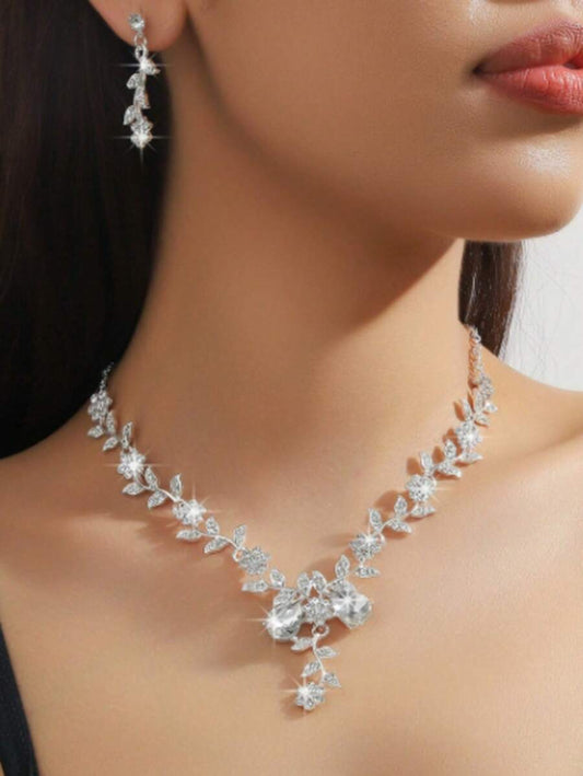 Sunflower Crystal Jewelry Set - White