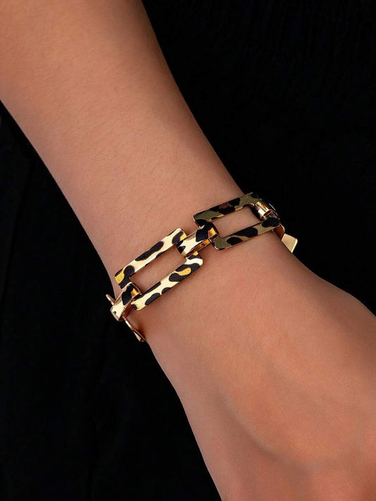 Leopard Geometric Gold Bracelet