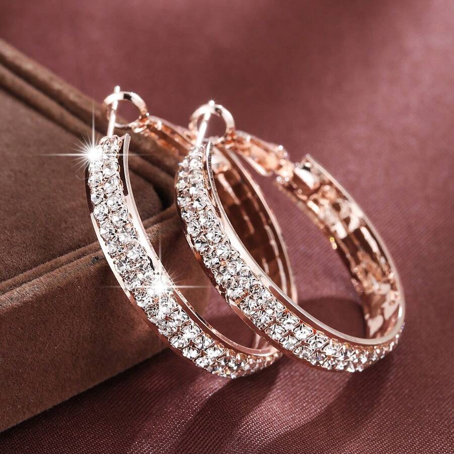 CZ Hoop Earring - Rose Gold