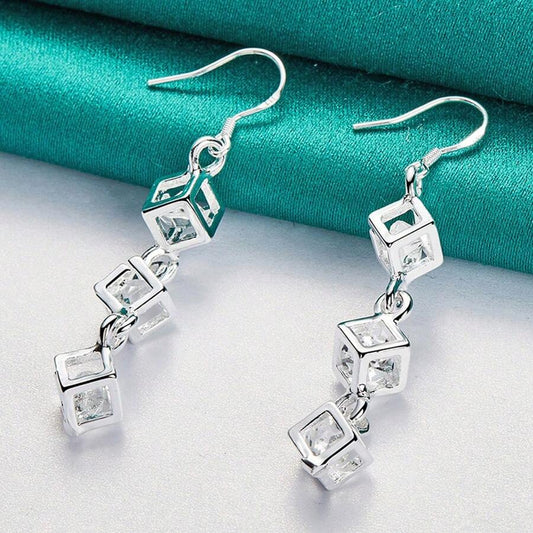 Hollow Three Cube Earrings