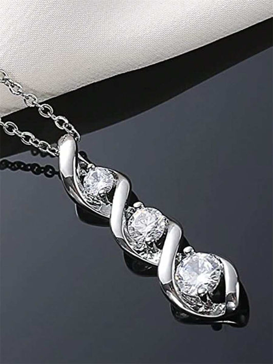 Three CZ Necklace - Silver
