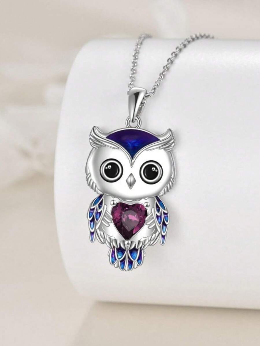 Owl Necklace - Blue Purple