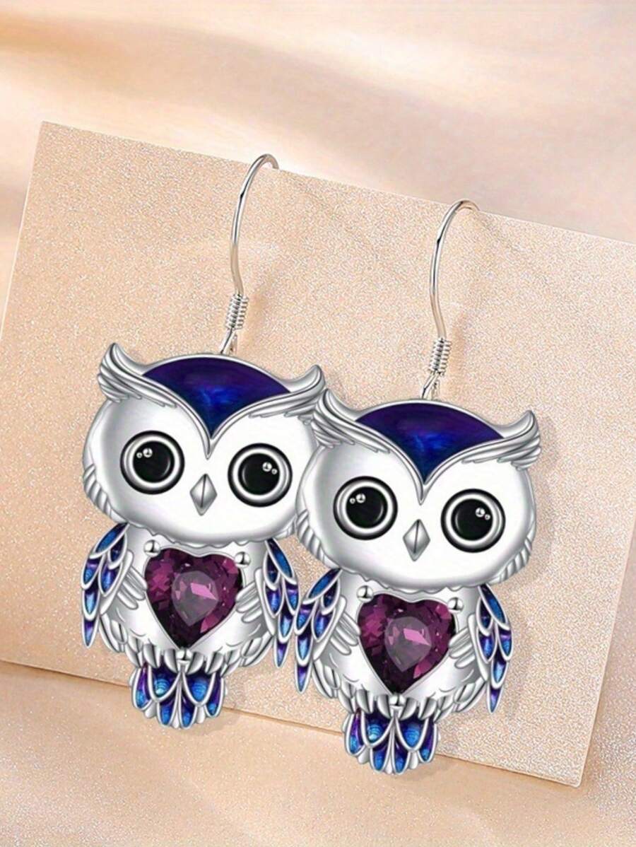Owl Earrings - Blue Purple