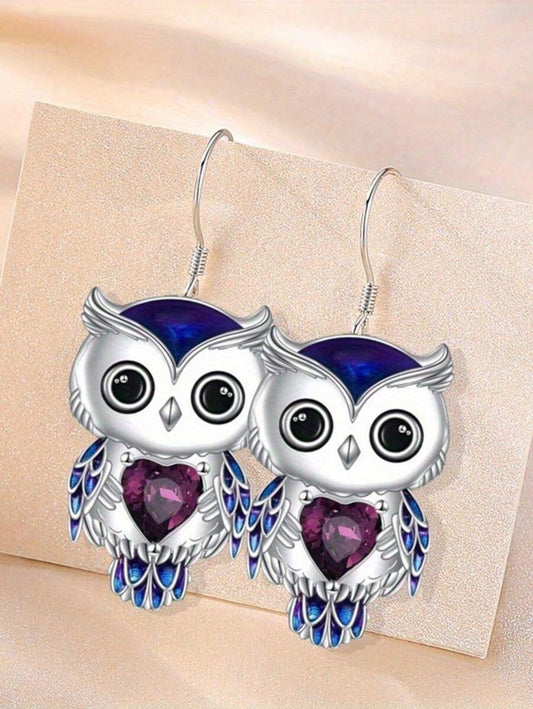Owl Earrings - Blue Purple