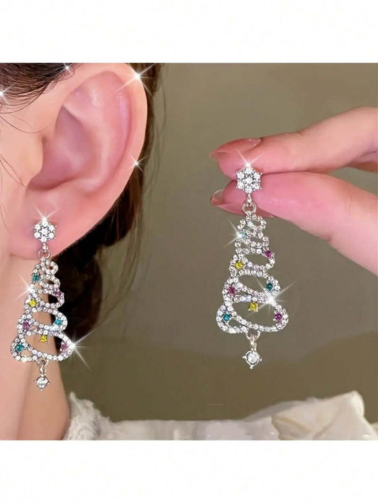 Christmas Tree Earring - White