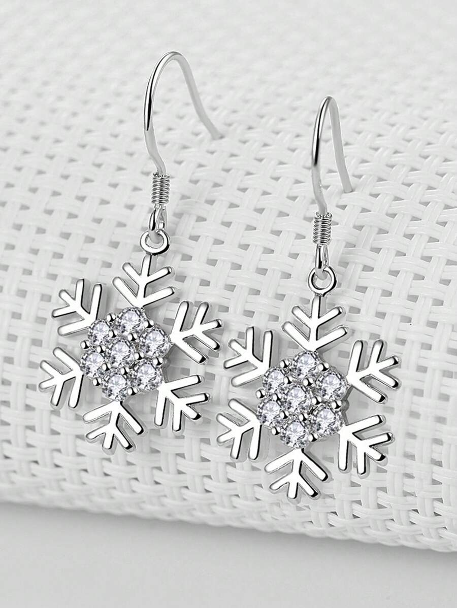 Christmas Snowflake Earrings - White