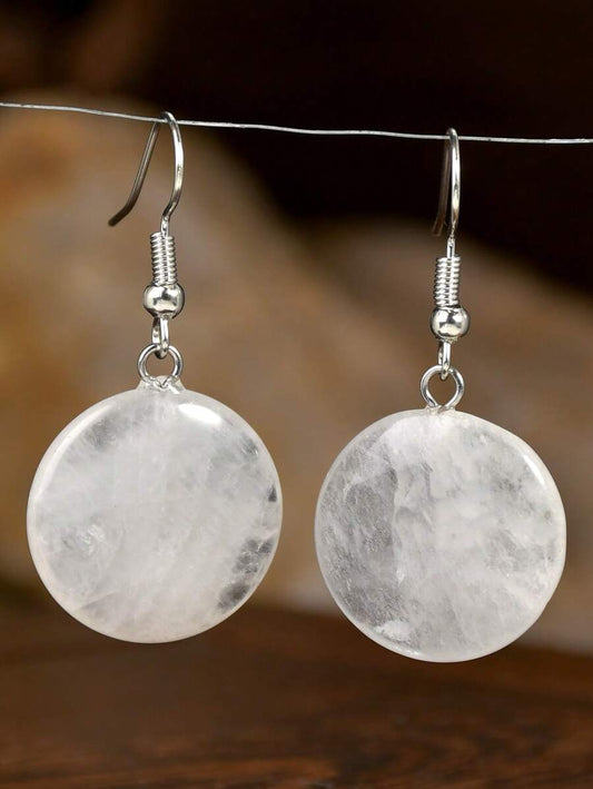 Natural Stone Earrings - White Crystal