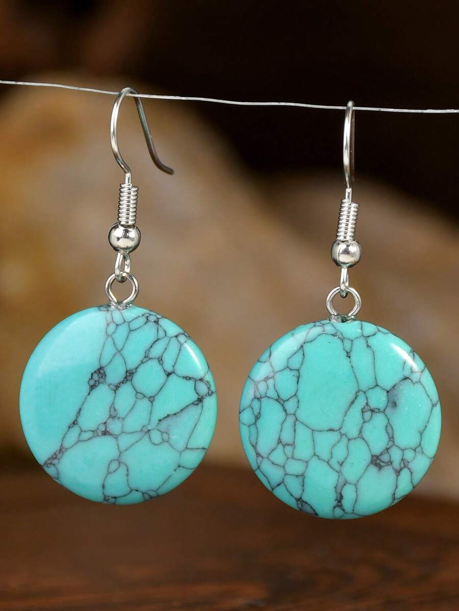 Natural Stone Earrings - Blue Turquoise