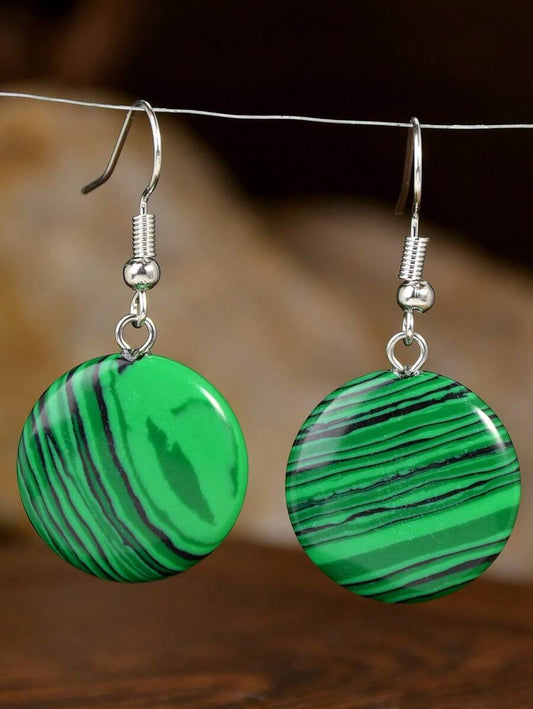 Natural Stone Earrings - Malachite