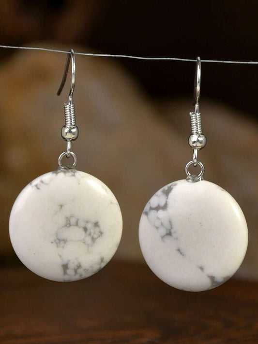 Natural Stone Earrings - White Turquoise