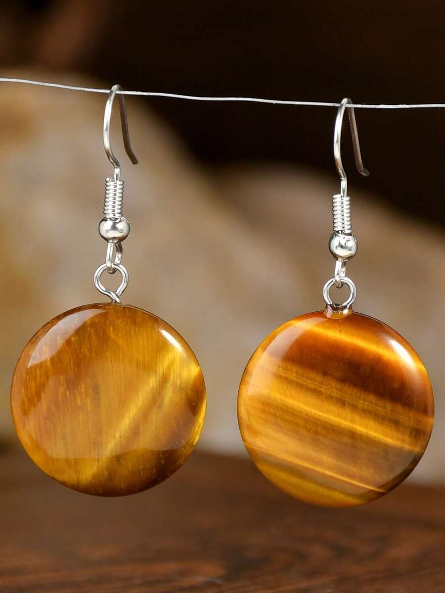 Natural Stone Earrings - Tiger Eye Stone