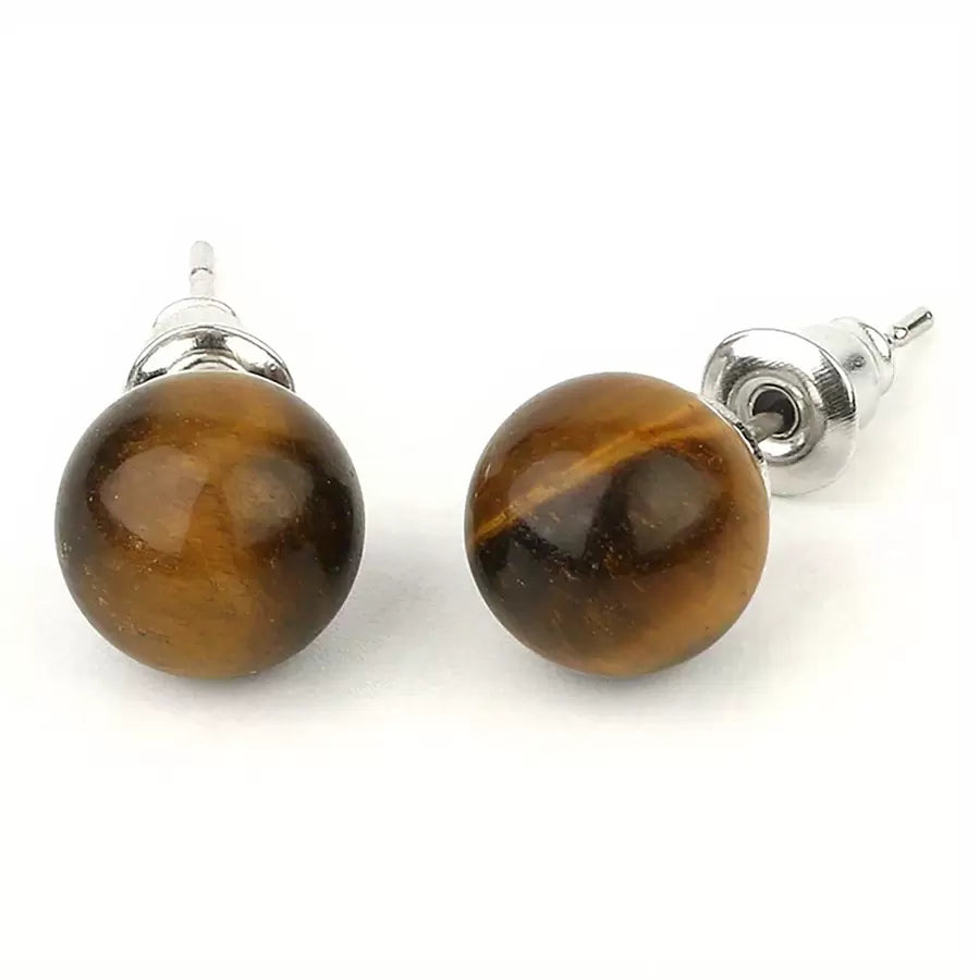Natural Sone Studs - Tiger Eye Stone
