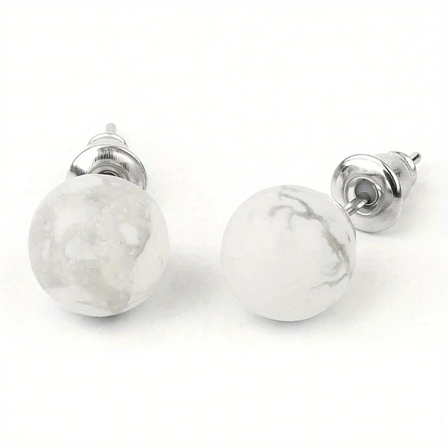 Natural Sone Studs - White Turquoise