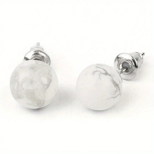 Natural Sone Studs - White Turquoise