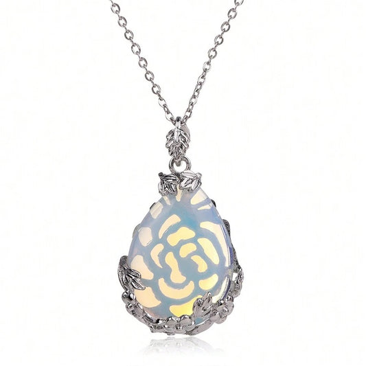 Natural Stone Water Drop Flower Necklace - Protein