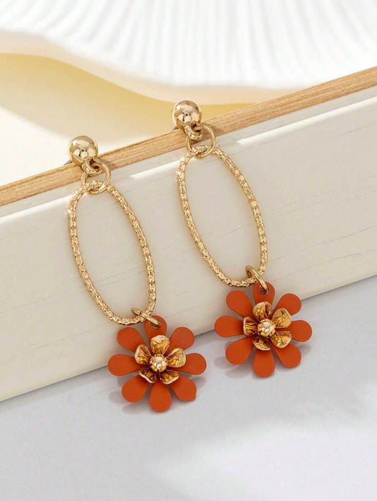 Floral Earring - Orange
