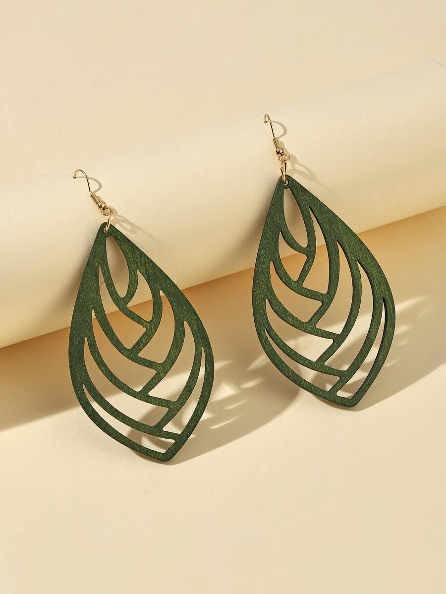 Wooden Earrings - Green