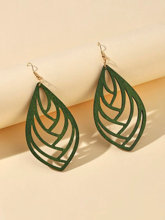 Wooden Earrings - Green