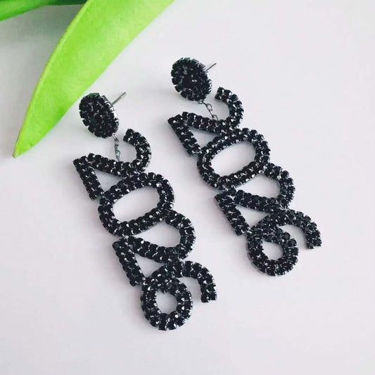 2026 Crystal Earrings - Gun Metal