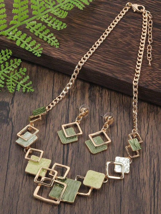 Square Jewelry Set - Green