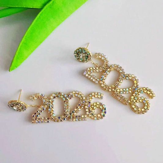2026 Crystal Earrings - Gold