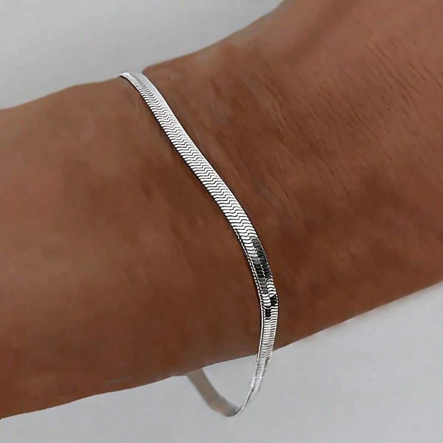 Snake Bone Chain Bracelet - Silver